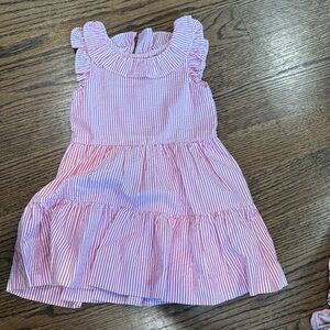 NWOT Polo Ralph Lauren Striped Seersucker Dress, Sz 2/2T, Pink/White